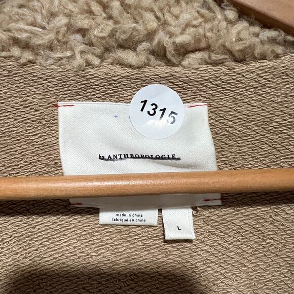 Anthropologie Cropped  Faux Shearling Fur Sherpa Cuffs Tweed Sweater Coat Size L - Picture 11 of 11